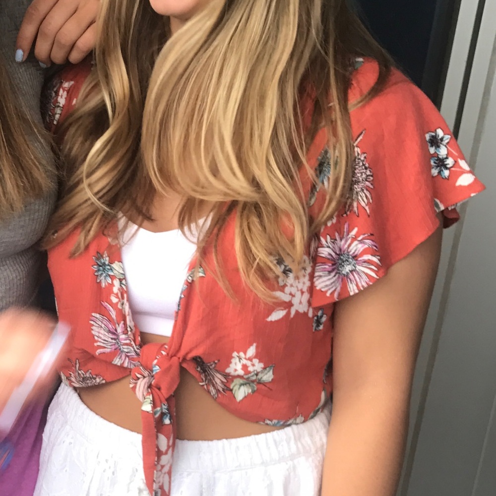 Adorable tie front top